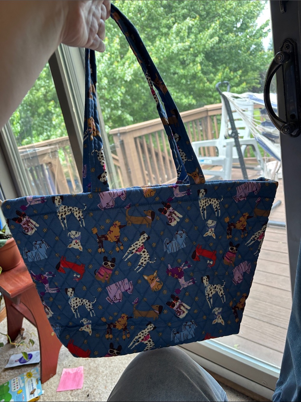 Vera Bradley Quilted Dog Print Tote - Blue - Picture 2 of 4